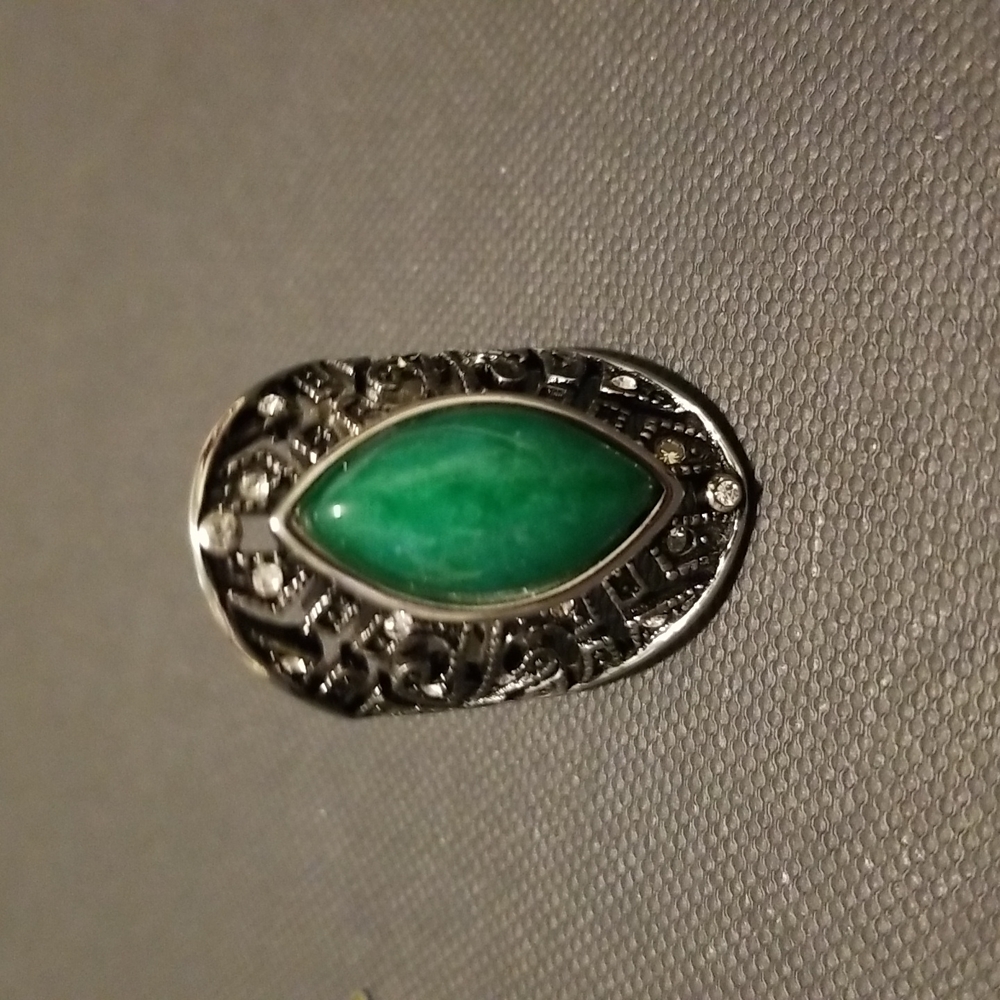 Statement Ring With Green Stone - image 1